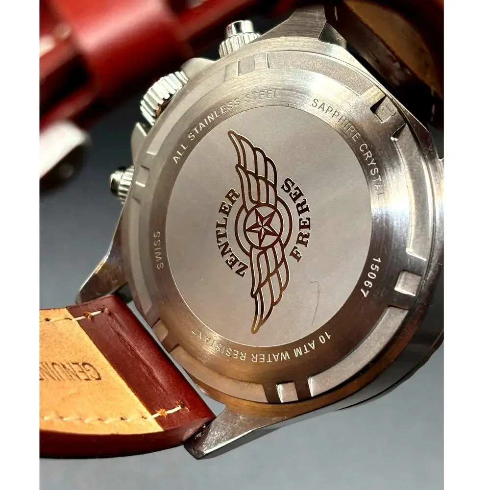 Zentler Freres Rodan ZF-15067 Swiss Chronograph Sapphire Leather 45mm Watch